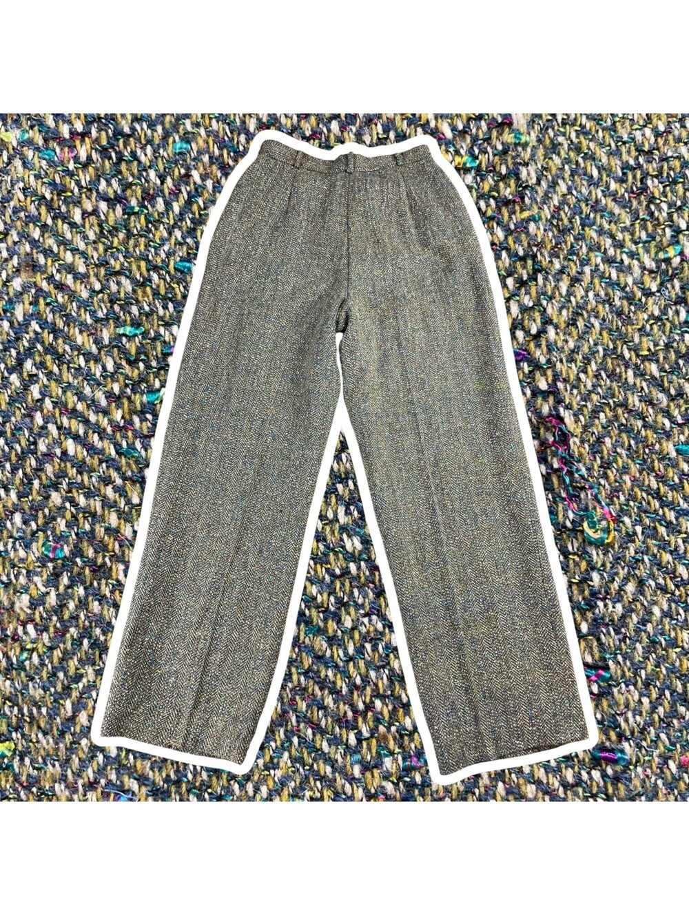 Vintage Carlisle Tweed Pants Women's 10 Pleated High Rise Olive Green